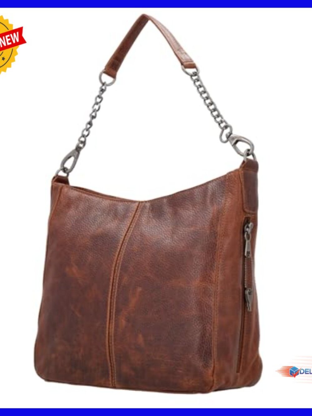 Leather Hobo Handbag with Concealed Carry Pocket and Adjustable Strap - Picture 4 of 7